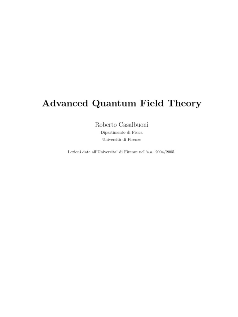 Advanced Quantum Field Theory | PDF | Standard Model | Field (Physics)