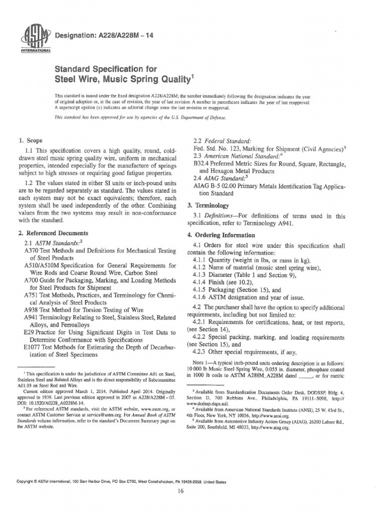 Astm A228 | PDF