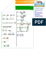 Solving Quadratic Equations Using The Quadratic Formula