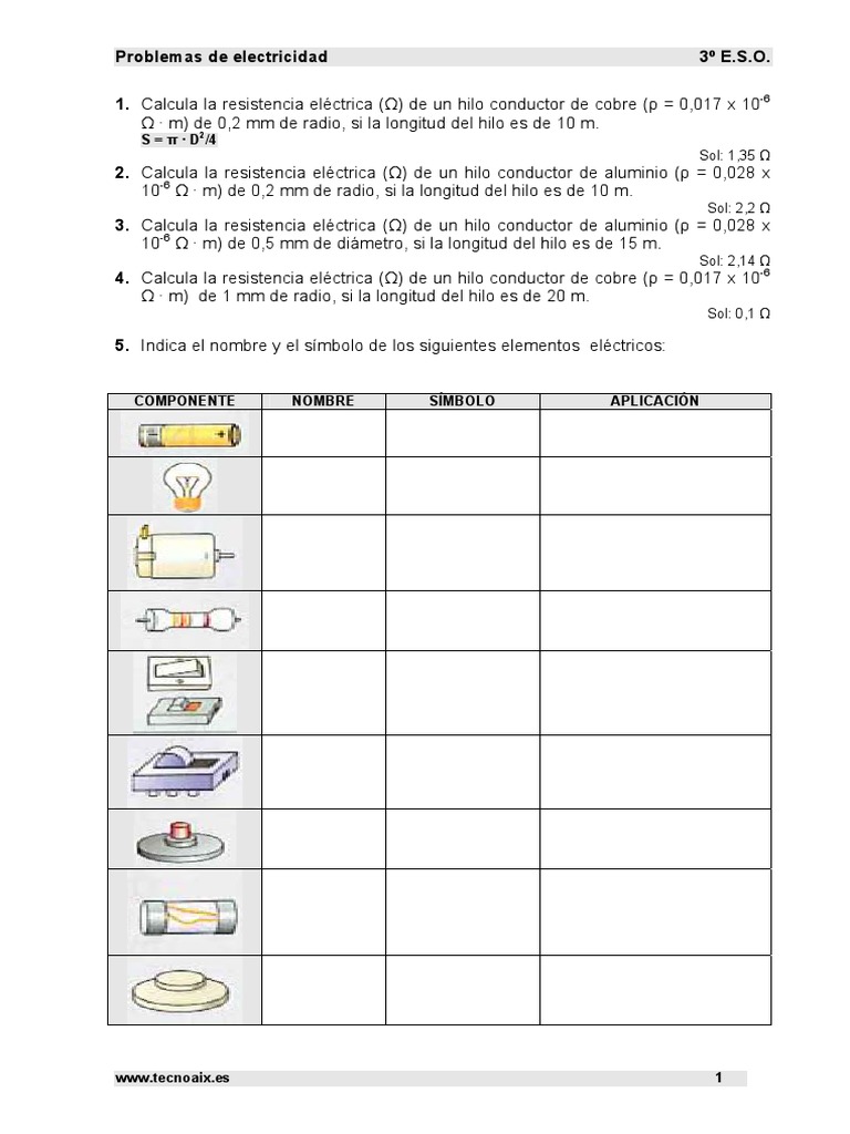 Ejercicios de Electricidad Con Soluciones 1 | PDF | Resistencia ...