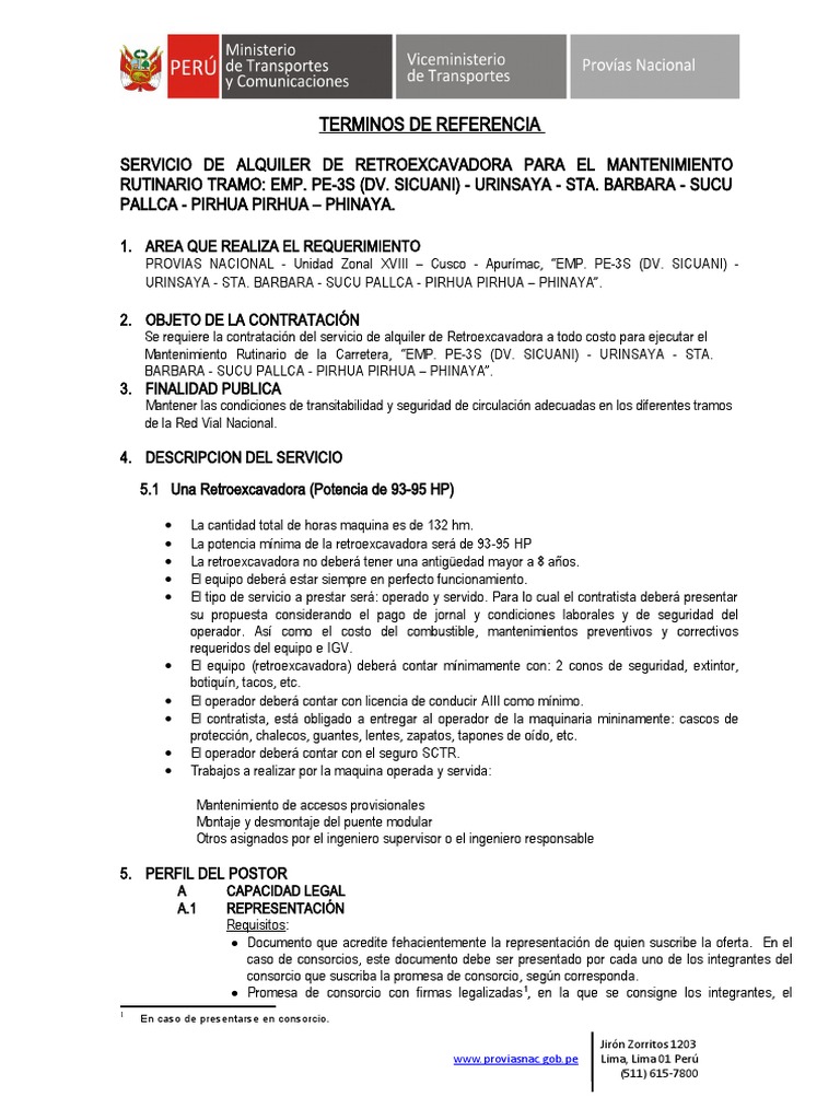 Alquiler de Retroexcavadora para Mantenimiento Vial | PDF | Business ...
