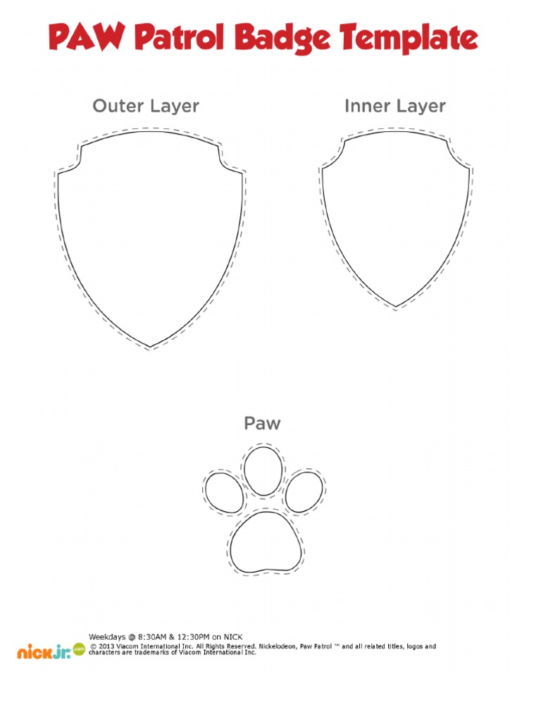 Paw Patrol Medal Template | PDF