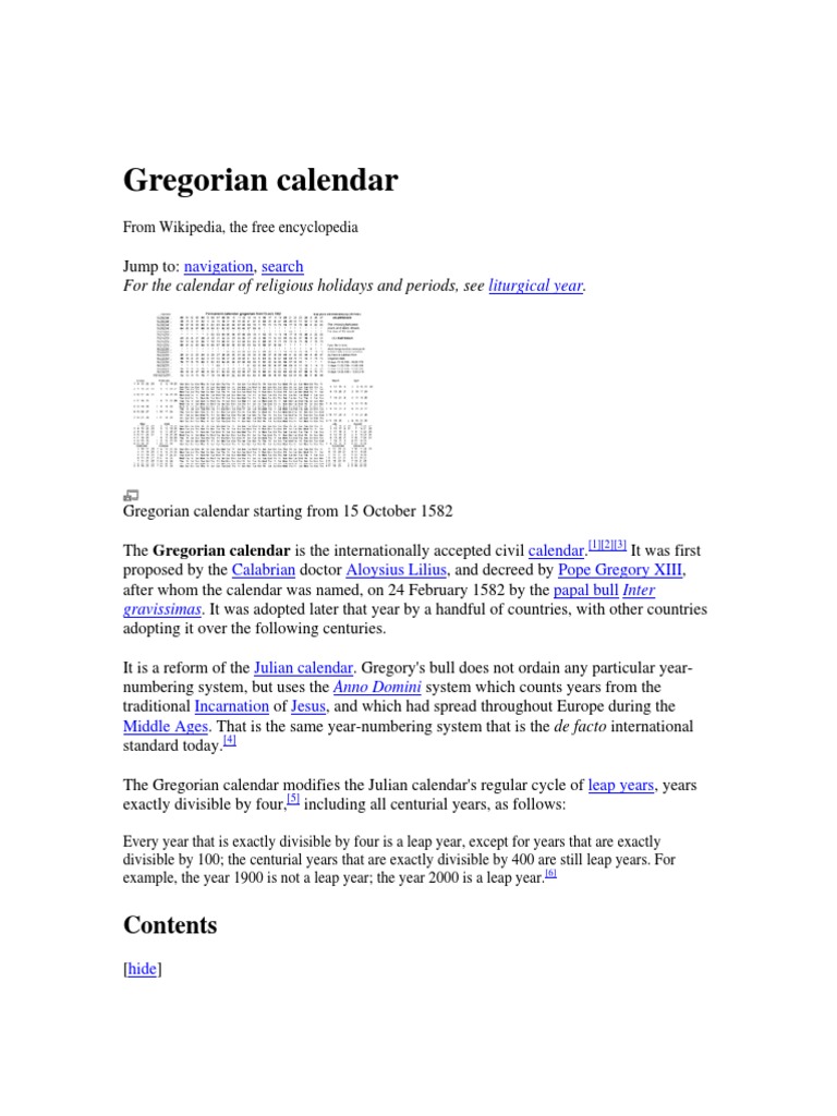 Gregorian Calendar History From Wikipedia 2009 PDF Anno Domini Easter