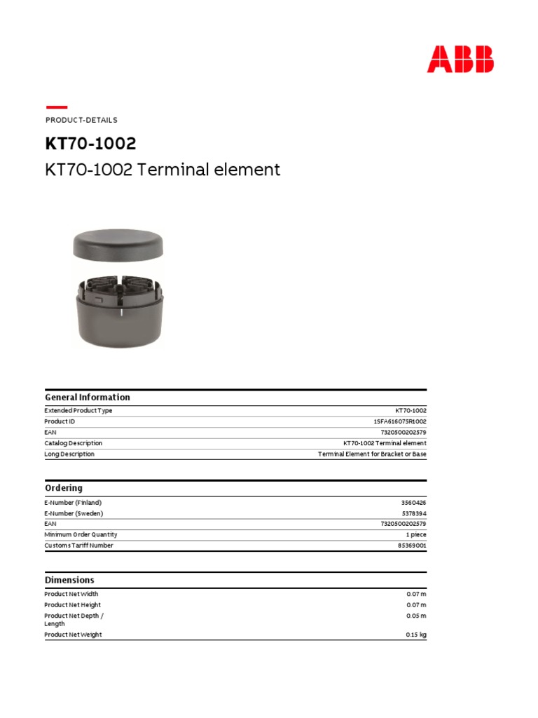KT701002 Terminal Element ProductDetails PDF