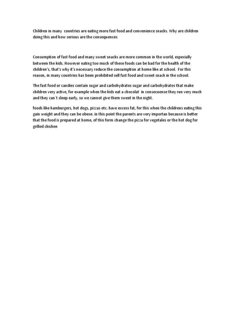 Impact of Fast Food on Children's Health | PDF | Wellness