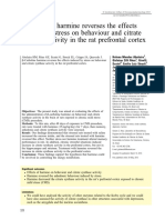 β-Carboline harmine reverses the effects induced by stress on behaviour and citrate synthase activity in the rat prefrontal cortex