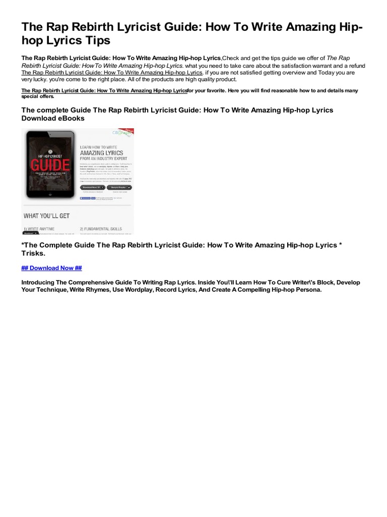 Guide The Rap Rebirth Lyricist Guide How To Write Amazing Hip Hop ...