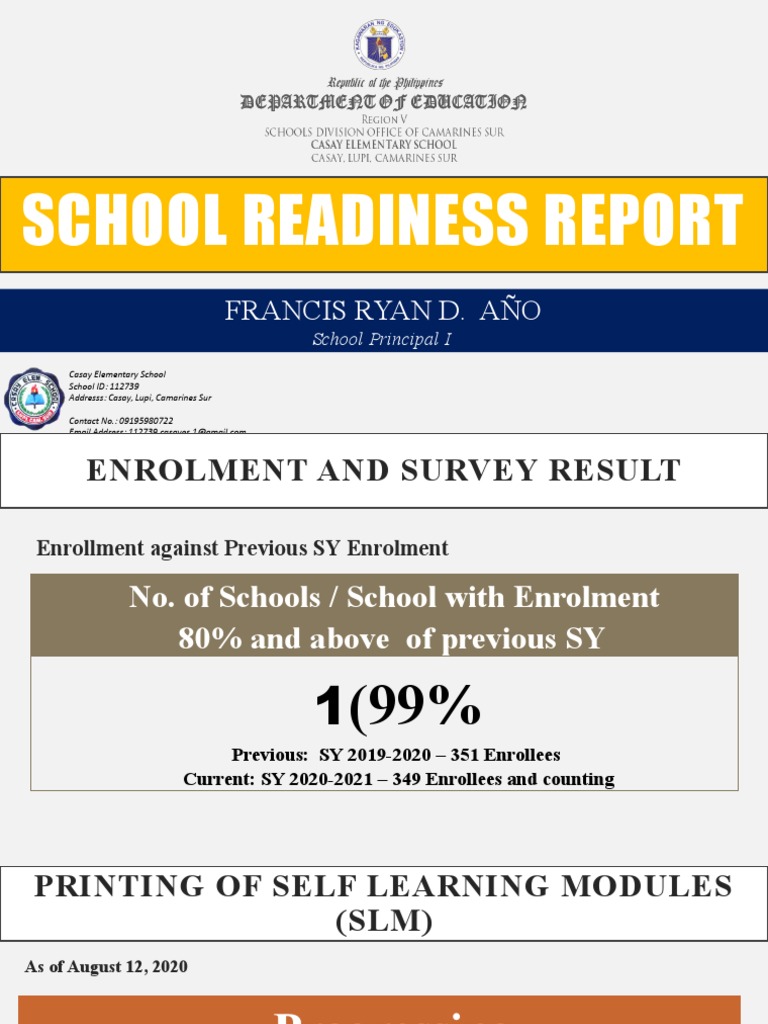 Casay Elementary School Readiness Report | PDF | Behavior Modification ...
