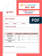 Examen Trimestral Primer Grado Bloque II 2019-2020