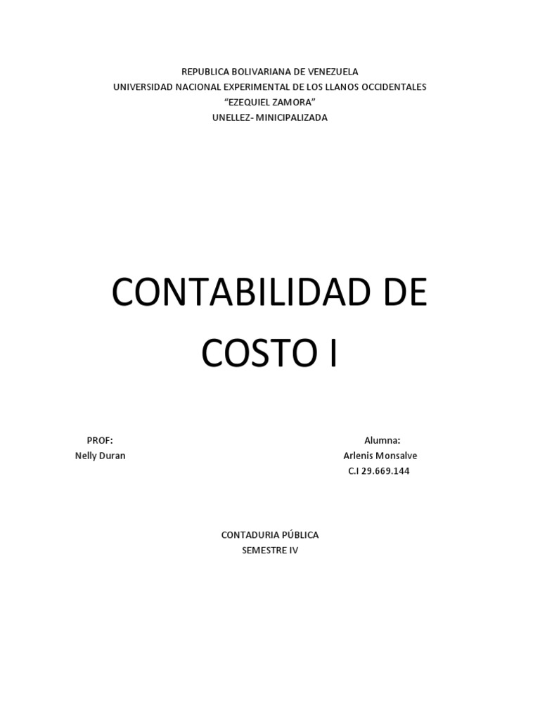 Contabilidad de Costos I: Fundamentos y Clases | PDF | Costo ...