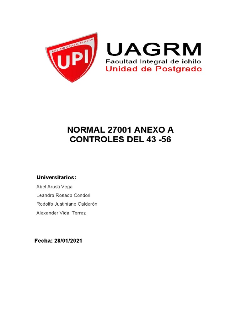 Normal 27001 Anexo A Controles 43-56 | PDF | La seguridad informática ...