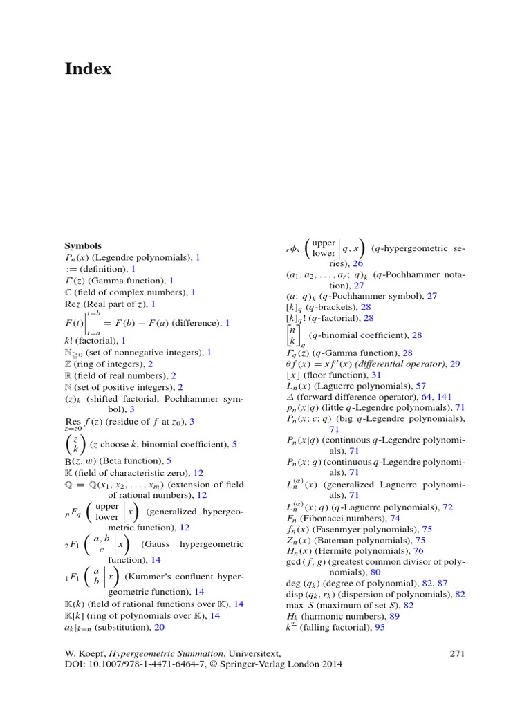 14 Bookmatter Hypergeometricsummation Pdf Recurrence Relation Lie Groups