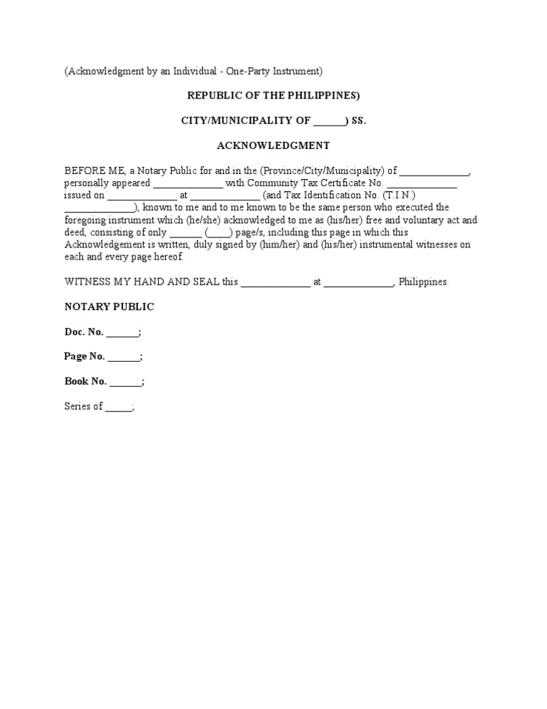 Acknowledgment by An Individual | PDF