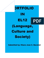 Portfolio IN EL12 (Language, Culture and Society) : Submitted By: Khara Jean C. Bacolod