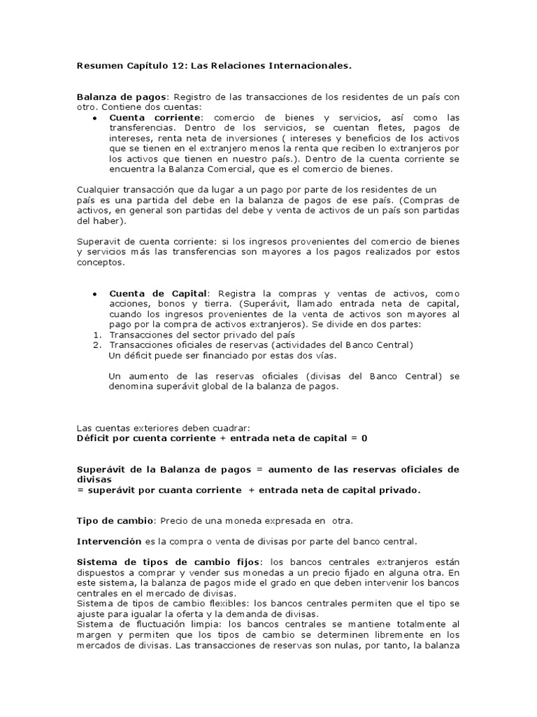 Guía de Balanza de Pagos y Tipos de Cambio | PDF | Tipo de cambio ...