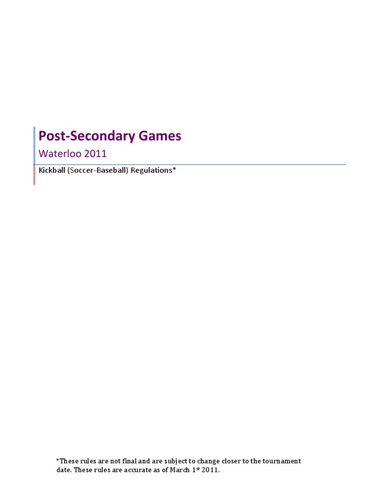 Kickball Rules for 2011 Tournament | PDF