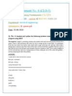 Assignment No. 4 (CLO-3) : Programming Fundamentals 19-EE-116 Department