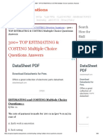 300+ TOP ESTIMATING & COSTING Multiple Choice Questions Answers
