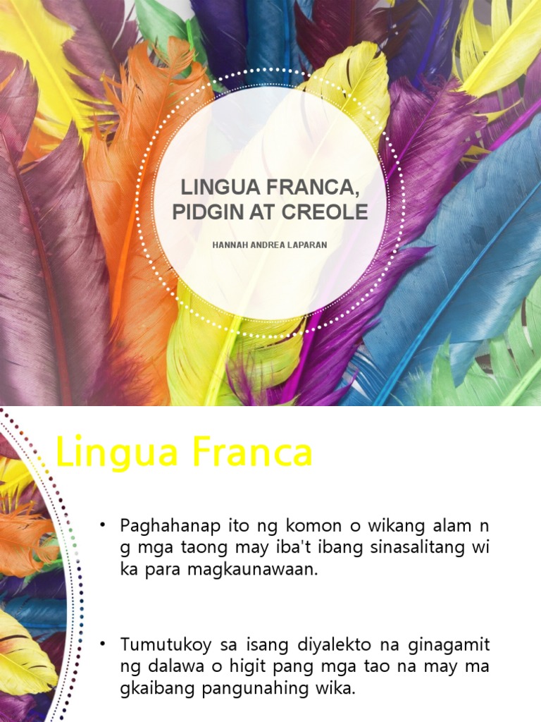 Lingua Franca Pidgin At Creole Pdf
