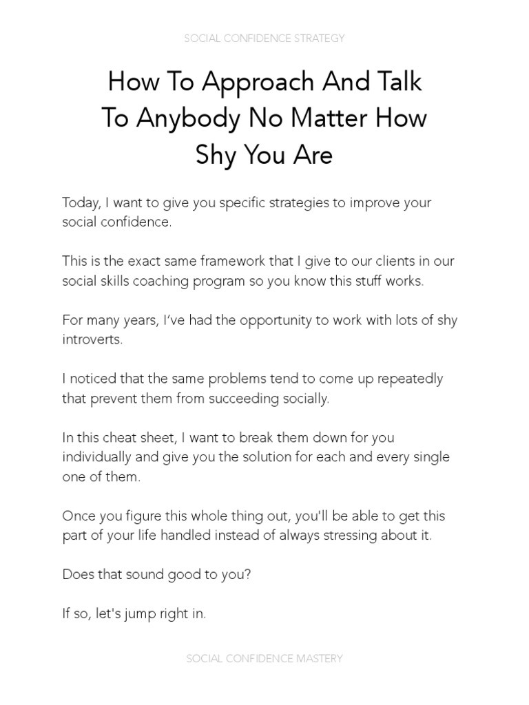 How To Approach and Talk To Anybody No Matter How Shy You Are | PDF ...