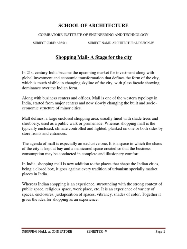 Shopping Mall Design Brief Pdf Shopping Mall