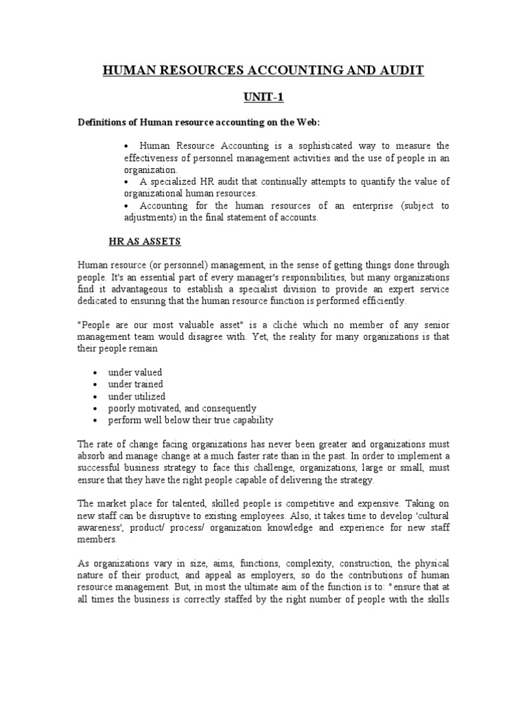 Human Resources Accounting and Audit | PDF | Human Resources | Employment