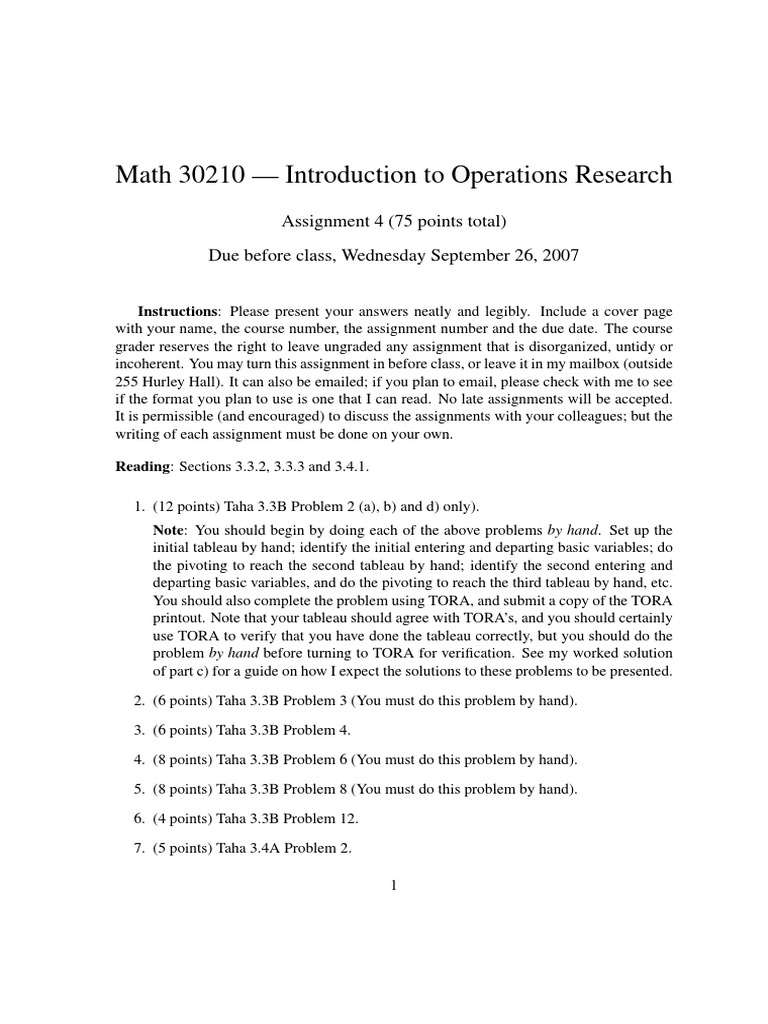 Math 30210 introduction to operations research pdf applied