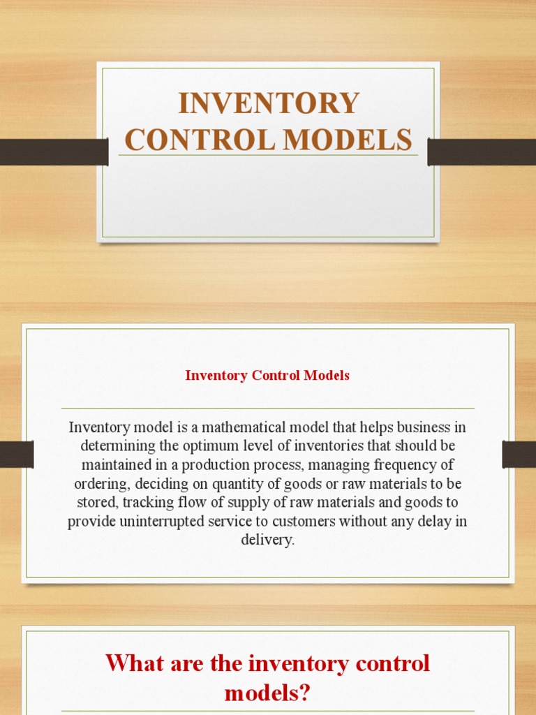Inventory Control Models | PDF | Inventory | Business Economics