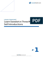 Learn Swedish in Three Minutes #1 Self Introductions: Lesson Transcript