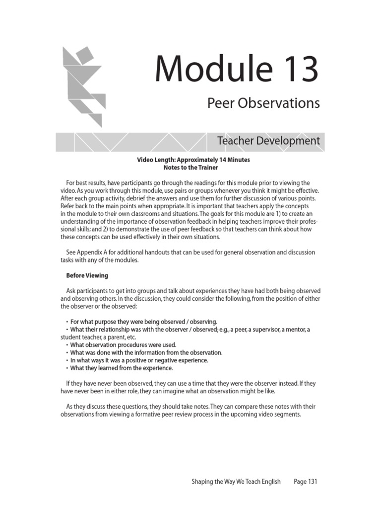 Peer Observation for Teacher Growth | PDF | Mentorship | Observation
