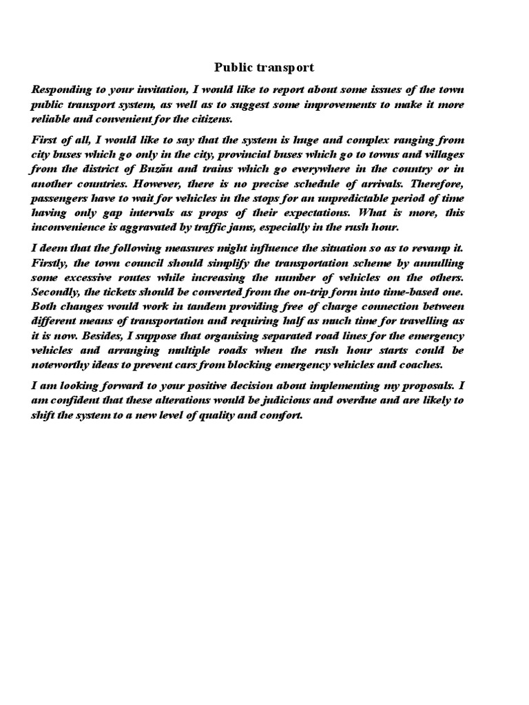 Improving Town Public Transport System | PDF | Technology & Engineering