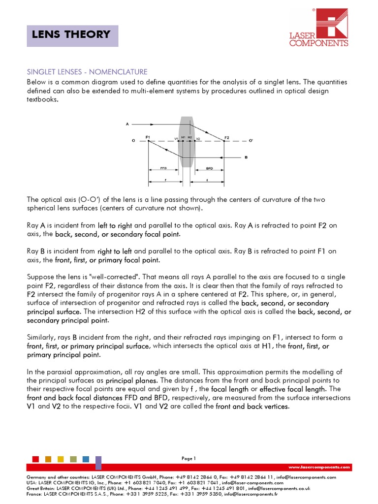 Lens Theory Singlet Lenses Nomenclature PDF Angular Resolution
