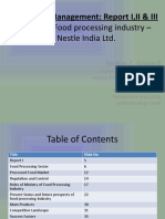 Study of Food Processing Industry - Nestle India LTD.: Strategic Management: Report I, II & III