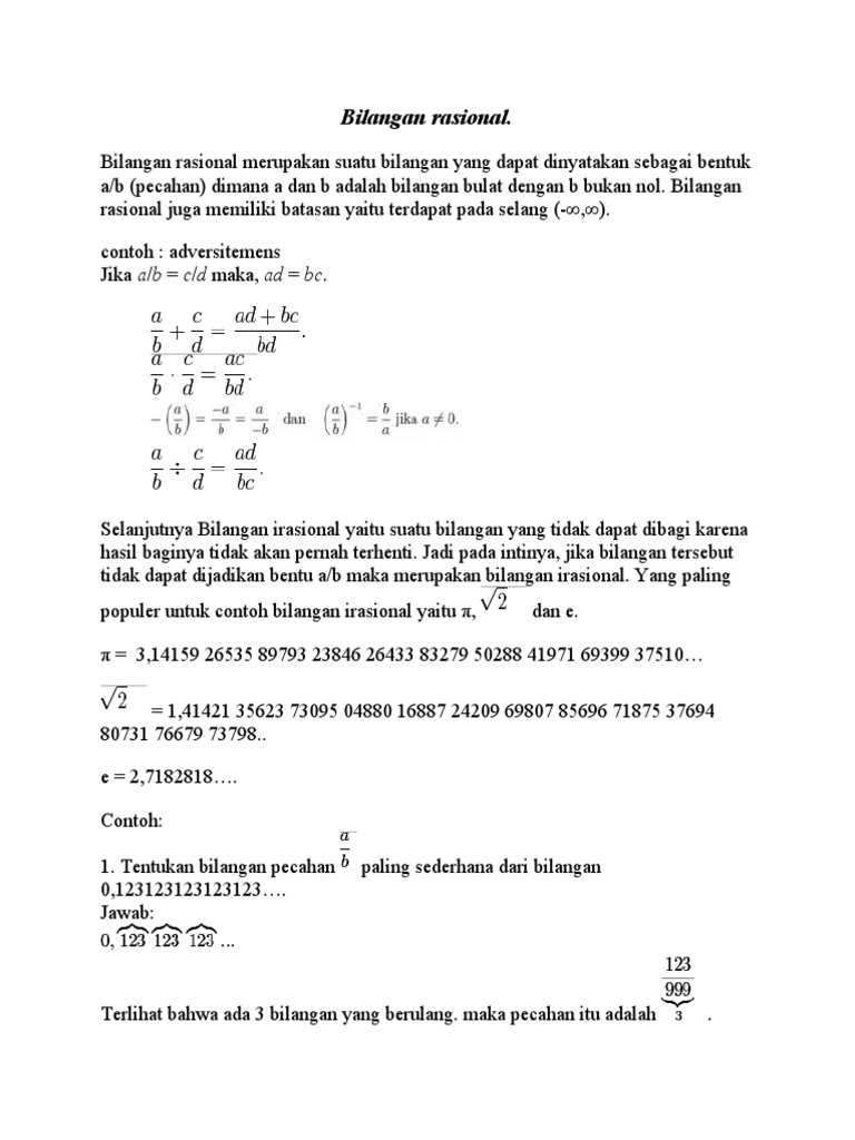 Definisi dan Contoh Bilangan Rasional | PDF | Kajian Bahasa Asing ...