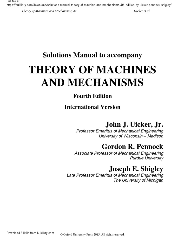 Solutions Manual Theory of Machine and M | PDF | Acceleration | Kinematics