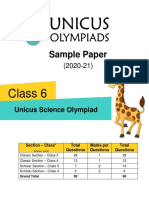 Sample Paper Class 6 Unicus Science Olympiad