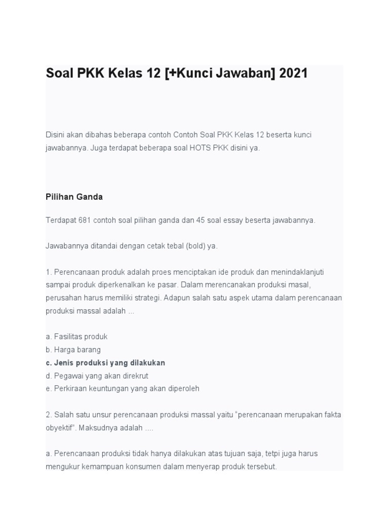 Bank Soal Pkk Pdf