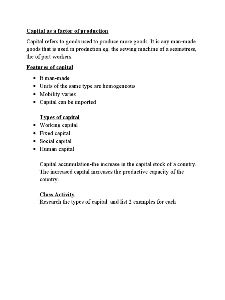 Capital As A Factor of Production | PDF