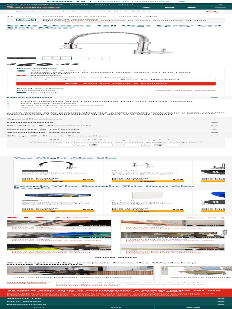 Estilo Chrome Tall Vege Spray Coil Sink Mixer Bunnings Warehouse PDF