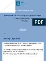 Innovative and Creative Skills in Business: Creativity Management (Part 1) (Week 2)