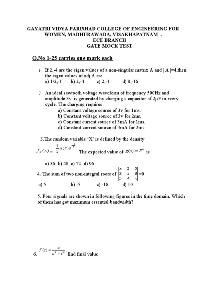 Gate Mock Test1 | PDF | Mosfet | Amplifier