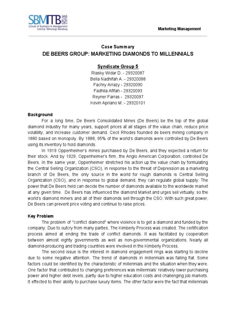 Dee Beers Monopoly Case Study, PDF, Diamond