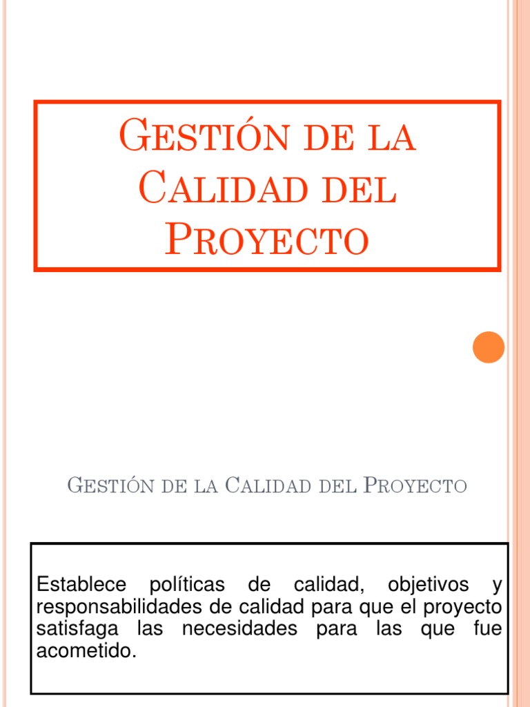 Planeación de la Calidad en Proyectos | PDF | Sistema de manejo de ...