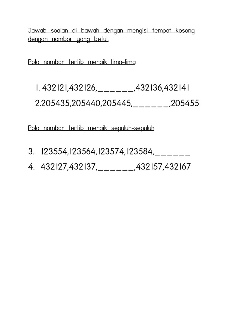 Pola Nombor Tahun 2 Pdf