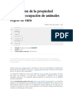 Adquisición de La Propiedad Mediante Ocupación de Animales Objeto de Caza