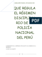LEY QUE REGULA EL RÉGIMEN DISCIPLINARIO DE LA POLICÍA NACIONAL DEL PERÚ