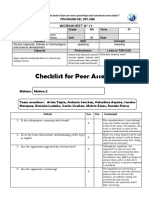  Worksheet 11- checklist for peer assessment