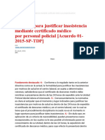 Criterios para Justificar Inasistencia Mediante Certificado Médico Por