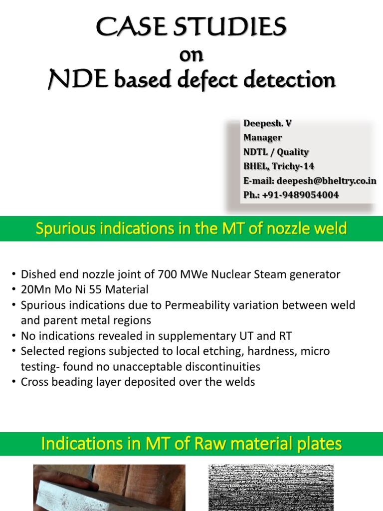 CASE STUDIES ON NDT BASED DEFECT DETECTION-Cource Material-160817 | PDF ...