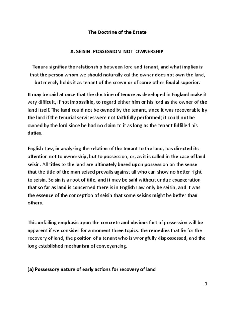 Understanding Seisin in Property Law | PDF | Seisin | Fee Simple